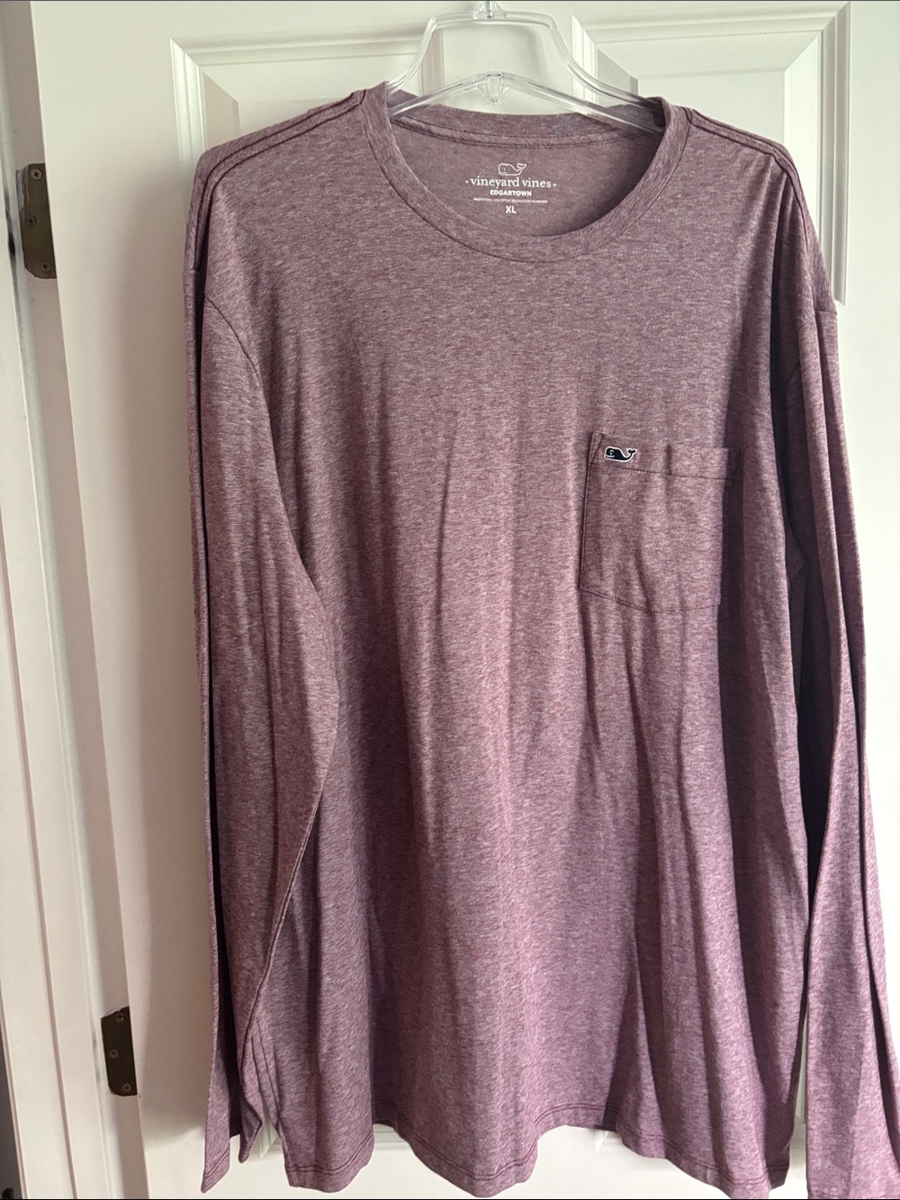 Vineyard Vines Men's Heather Plum Long-Sleeve Pocket Tee